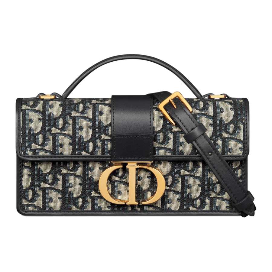 DIOR Miss Montaigne Oblique Printed Fabric Handbag Mini Women's Blue
