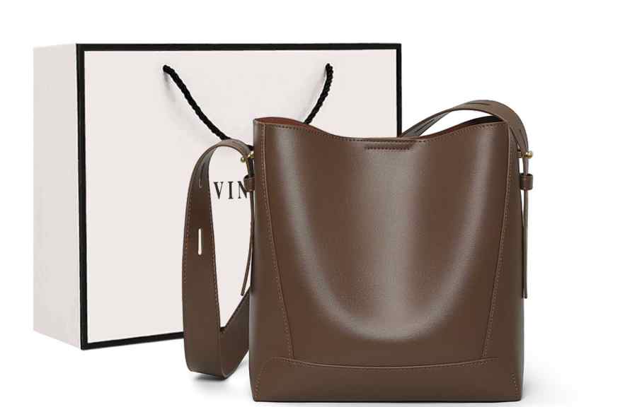 VINEY Cow Leather Crossbody Bag, Shoulder Bag Large Women's Coffee