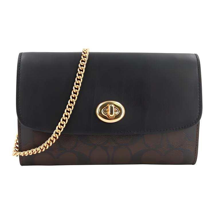 COACH Leather Canvas Crossbody Bag, Shoulder Bag Small Women's Black