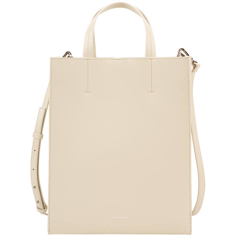 CALVIN KLEIN Cow Leather One Shoulder Handbag Medium Women's Cream White