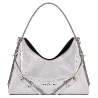Givenchy Voyou Laminated Leather Shoulder Bag, Crossbody Bag, Handbag Nano Women's Light Silver