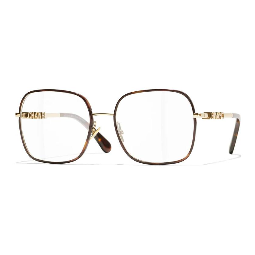 CHANEL CHANEL Metal Irregular Shape Eyeglass Frames Unisex Tortoiseshell