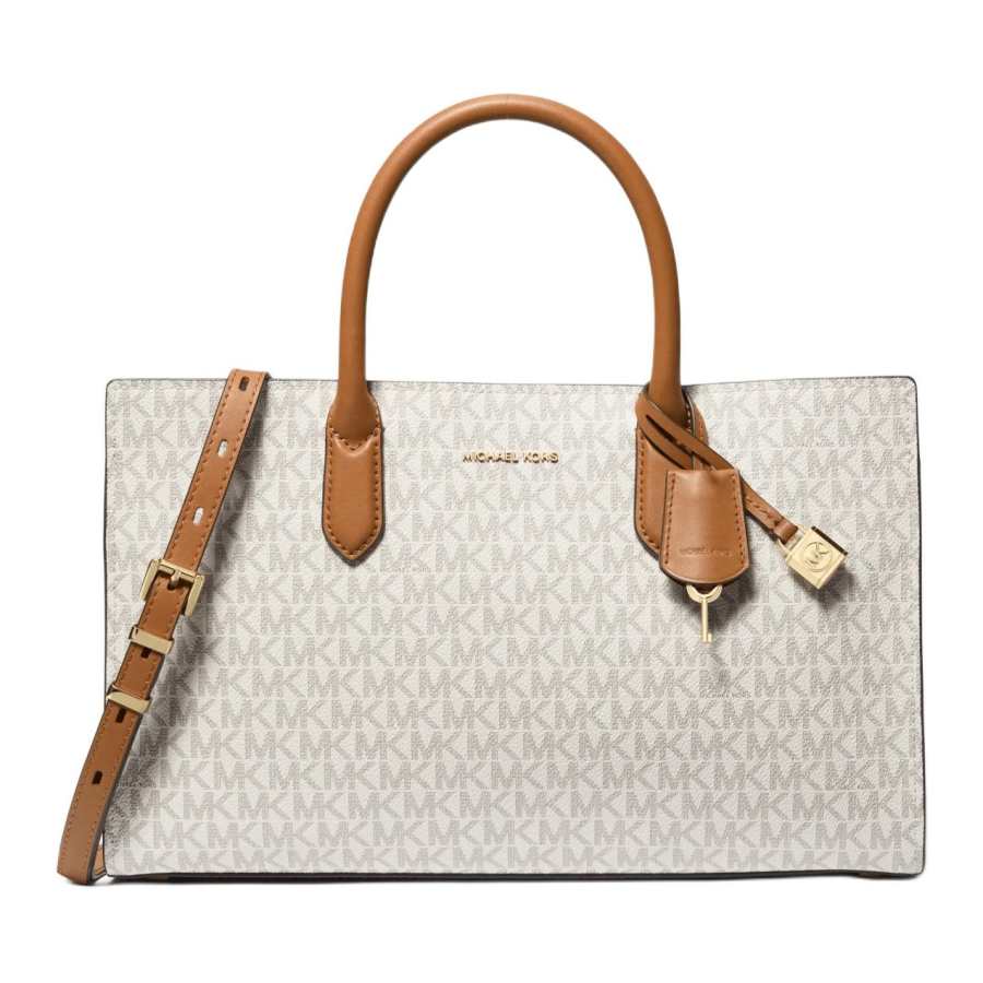 MICHAEL KORS Artificial Leather With Split Cow Leather Tote Bag, Shopping Bag, Handbag Medium Women's Vanilla