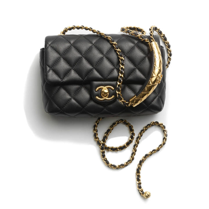 CHANEL CHANEL Lambskin Flap Bag Shoulder Bag Mini Women's Black
