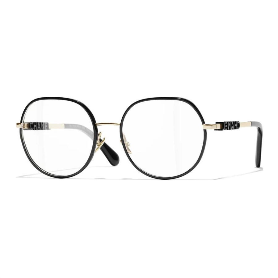 CHANEL CHANEL Metal Irregular Shape Eyeglass Frames Unisex Black