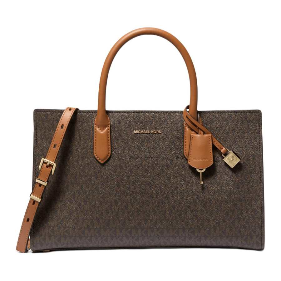 MICHAEL KORS MICHAEL KORS Artificial Leather With Split Cow Leather Tote Bag, Shopping Bag, Handbag Medium Women's Dark Brown