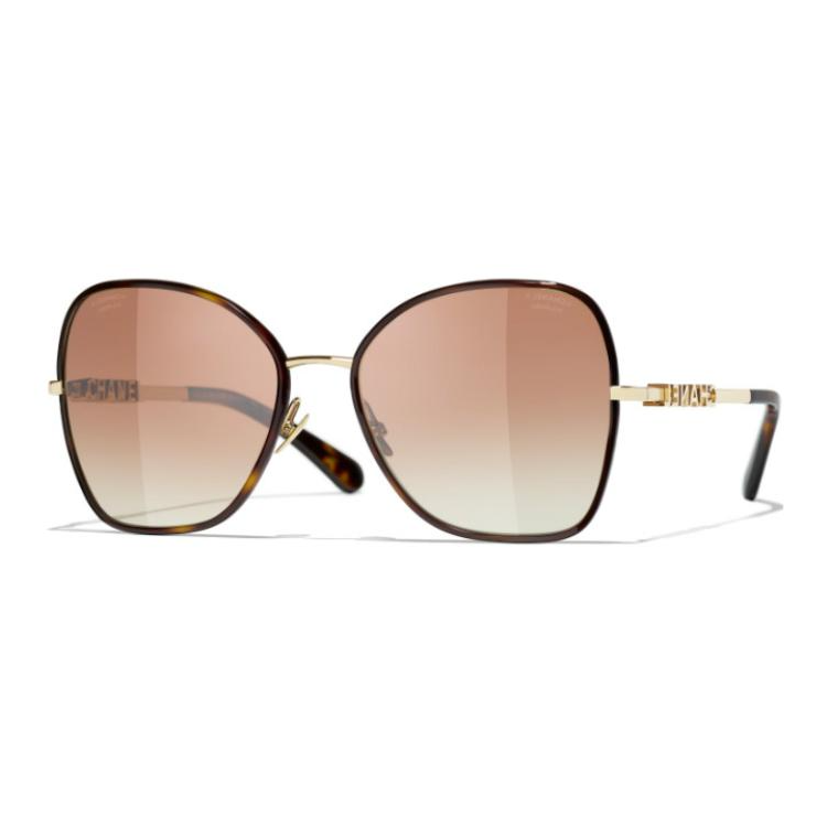 CHANEL CHANEL Irregular Shape Sunglasses Unisex Tortoiseshell