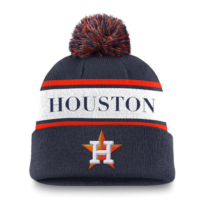 Nike Nike Houston Astros Team Stripe Peak Men's Nike Mlb Cuffed Pom Beanie