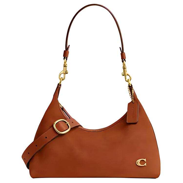 COACH Juliet Suede Shoulder Bag Women's Brass Polished Amber