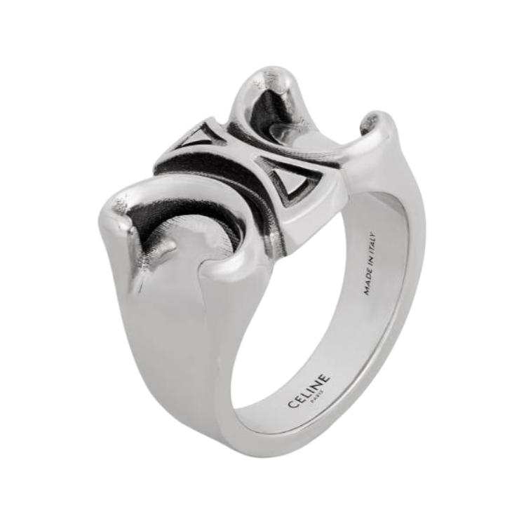 CELINE CELINE San Onofre Chunky Triomphe Ring In Brass With Rhodium Finish