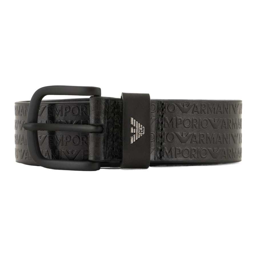 EMPORIO ARMANI Leather Belt With Embossed-print Lettering