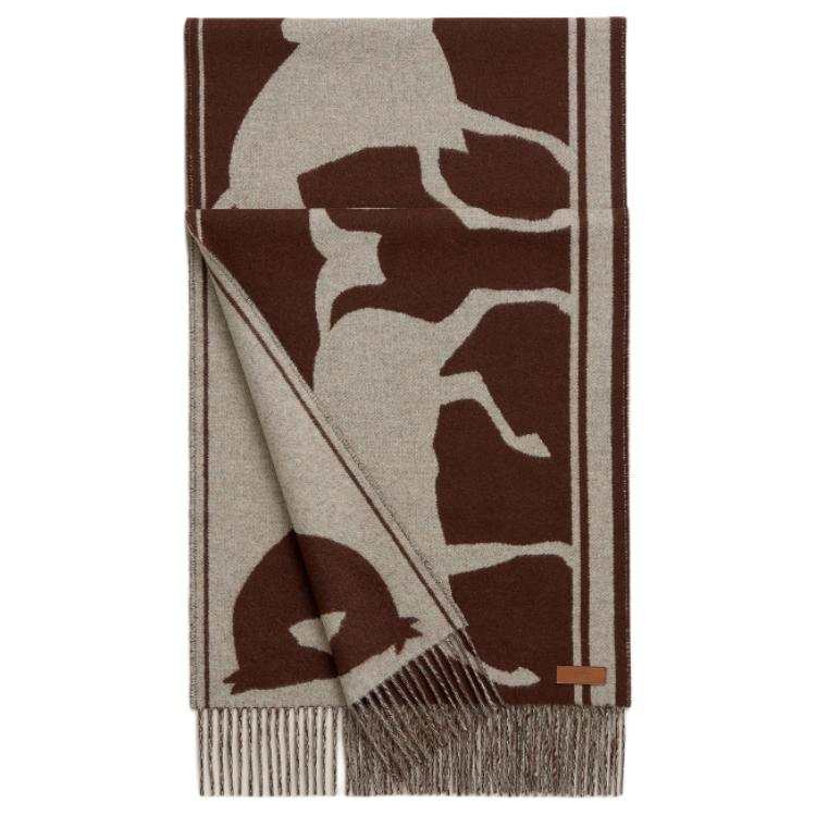 HERMES Casaque Tete A Queue Muffler Cashmere Knit Scarves Women's Multicolor