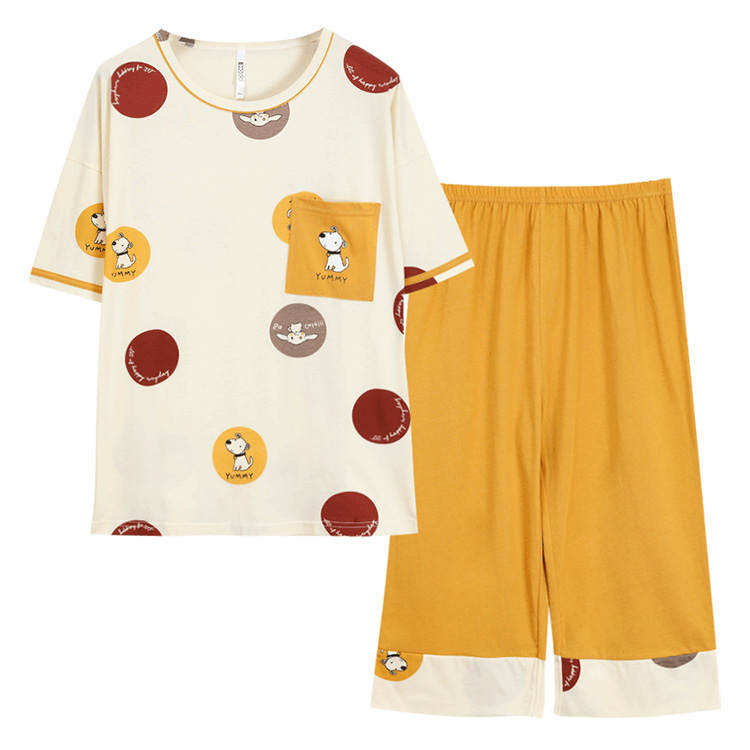 HONGDOUJUJIA Pajama Set Women's Beige