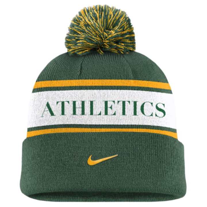 Nike Nike Oakland Athletics Team Stripe Peak Men's Nike Mlb Cuffed Pom Beanie