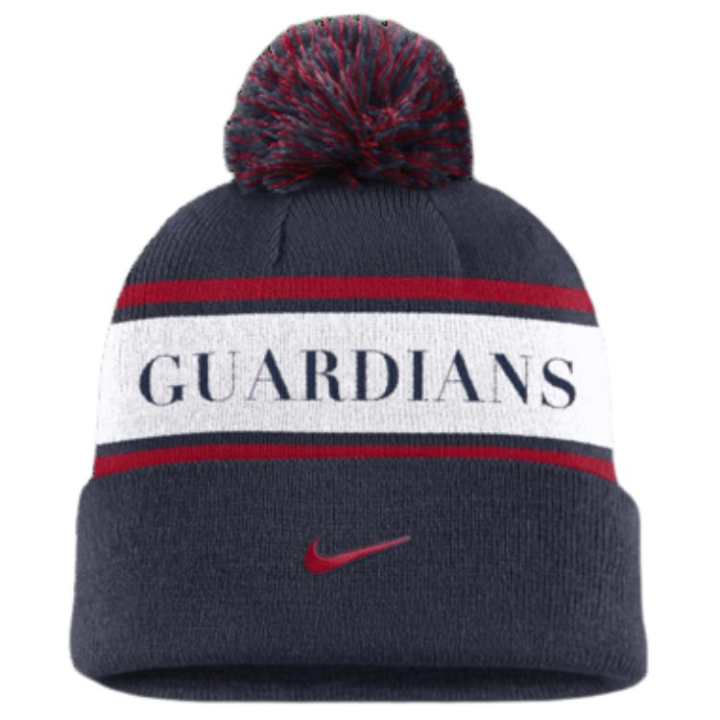 Nike Nike Cleveland Guardians Team Stripe Peak Men's Nike Mlb Cuffed Pom Beanie