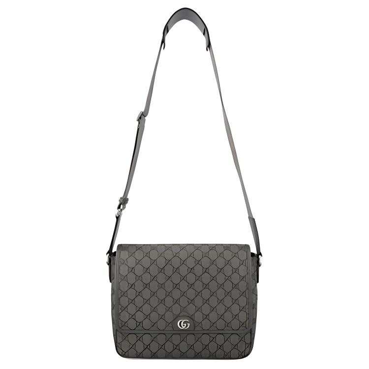 GUCCI Ophidia Canvas With Leather Shoulder Bag, Crossbody Bag Medium Men's Gray