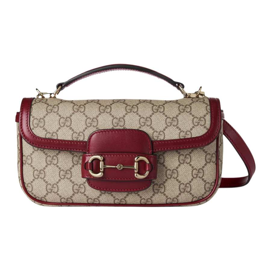 GUCCI Horsebit 1955 Canvas With Leather Binding Shoulder Bag, Crossbody Bag, Handbag Small Women's Beige & Brown