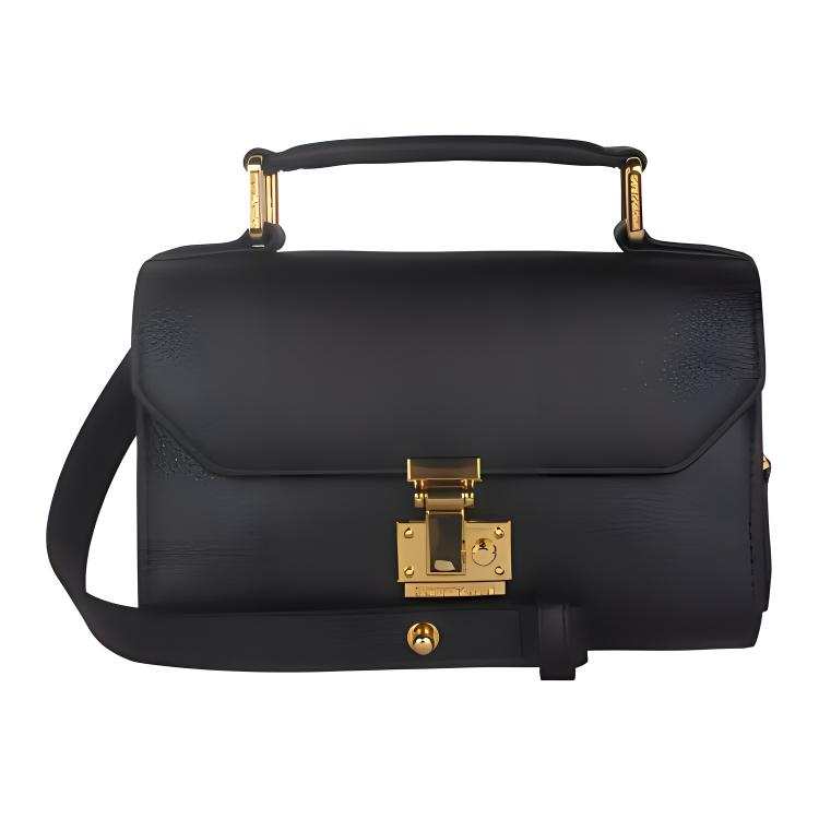 EMPORIO ARMANI Cow Leather Shoulder Bag, Crossbody Bag, Handbag Regular Women's Black