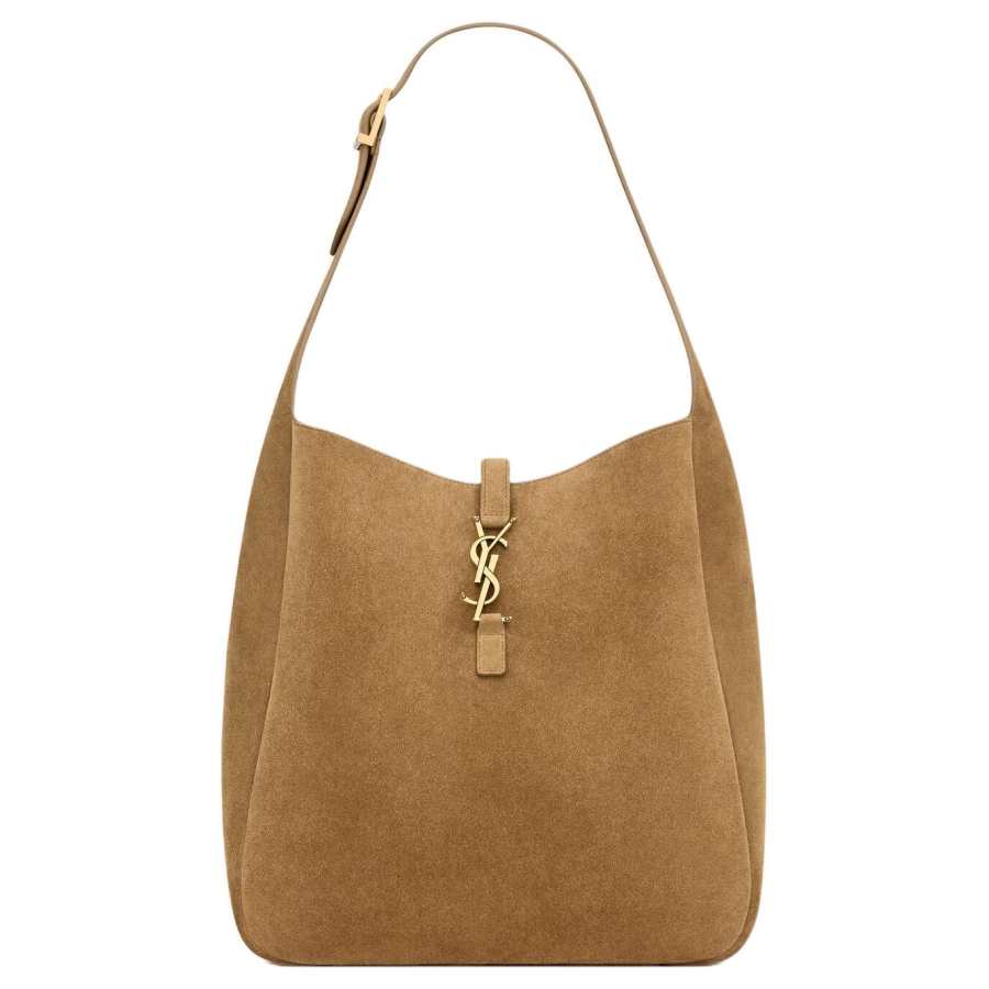 SAINT LAURENT LE5A7 Suede Large Hobo Handbag Shoulder Bag Women's Gold Leaf