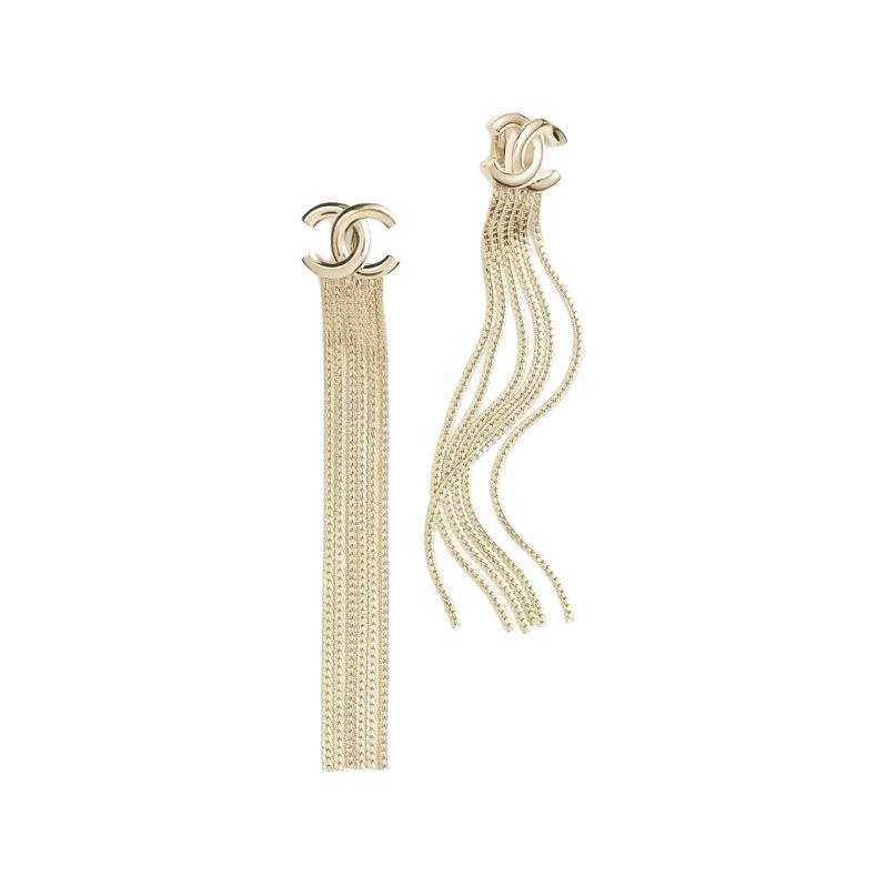 CHANEL Metal, Gold Earrings Women's Gold