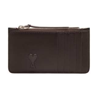 AMIPARIS Leather Card Holder Men's Dark Coffee