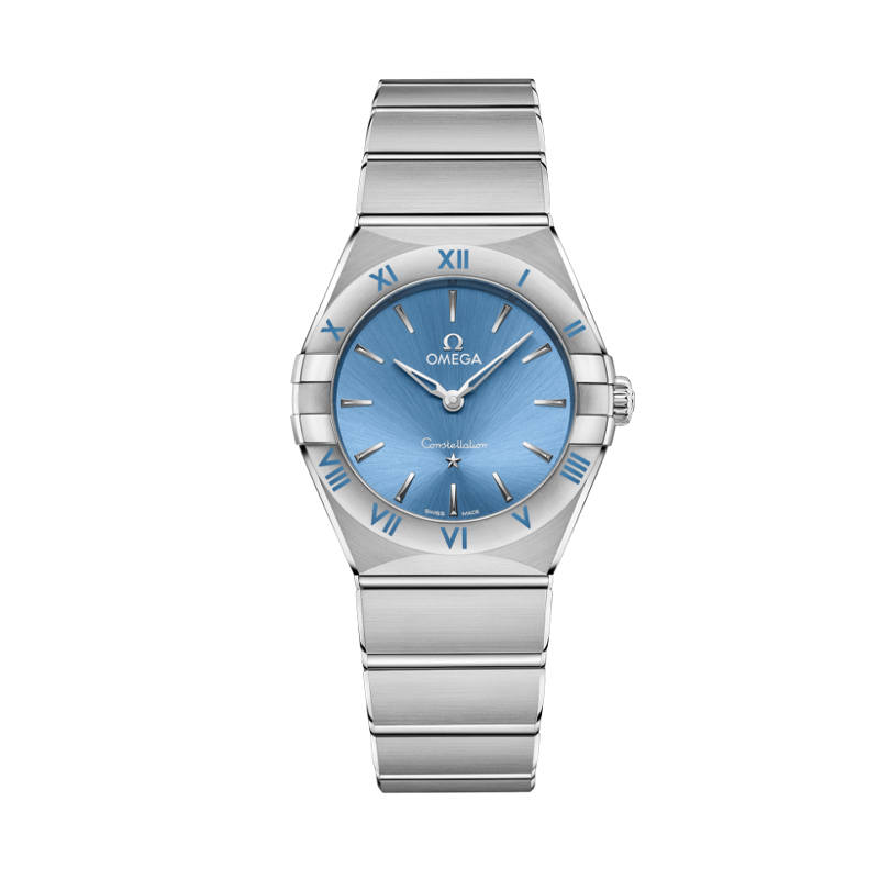 OMEGA Constellation Collection Zodiac Watch Quartz Movement 30m Waterproof Women's Watch 28mm Blue Dial