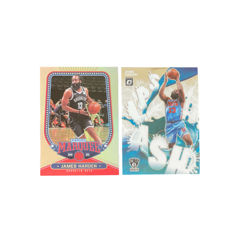 PANINI 2020 21 Brooklyn Nets, James Harden, Silver Fold OPTIC Splash Card, 2 Cards Included Sports Cards 2 Pcs