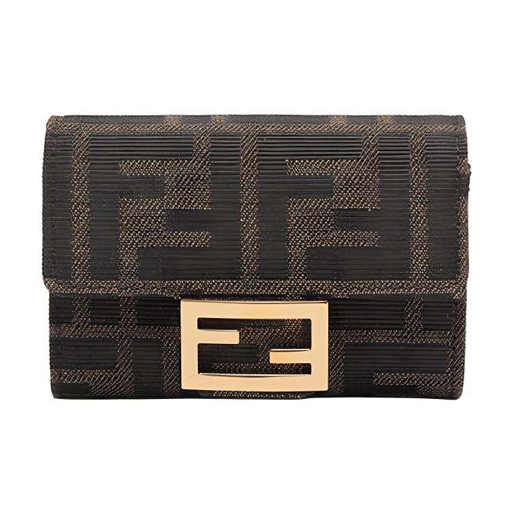 FENDI Fabric Card Holder, Coin Purse Women's Brown