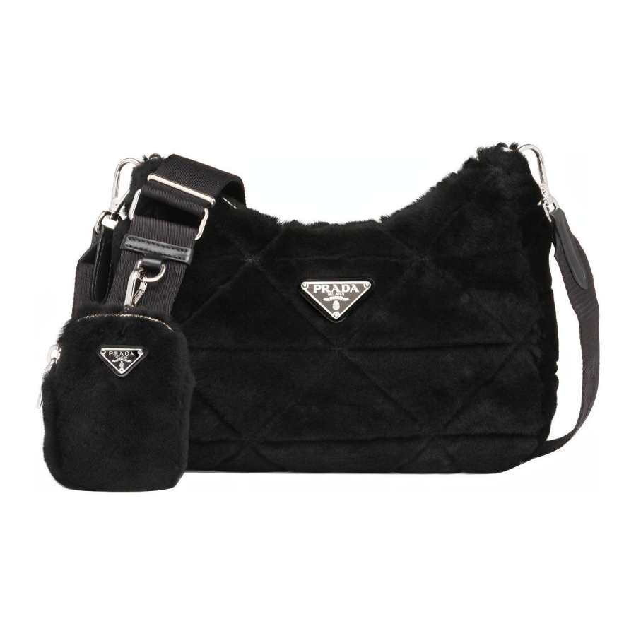 PRADA Sheepskin Crossbody Bag, Shoulder Bag Women's Black