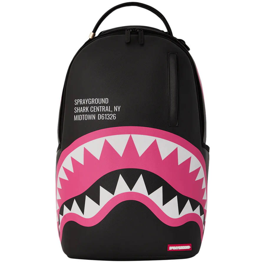 SPRAYGROUND Shark Mouth PVC Backpacks Men Black/Pink