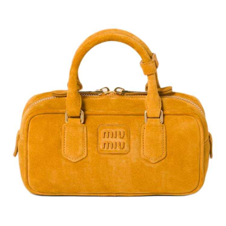 MIU MIU Arcadie Suede Handbag Women's Yellow