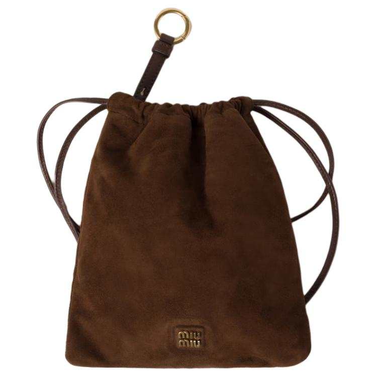 MIU MIU Suede Clutch Women's Cocoa Brown