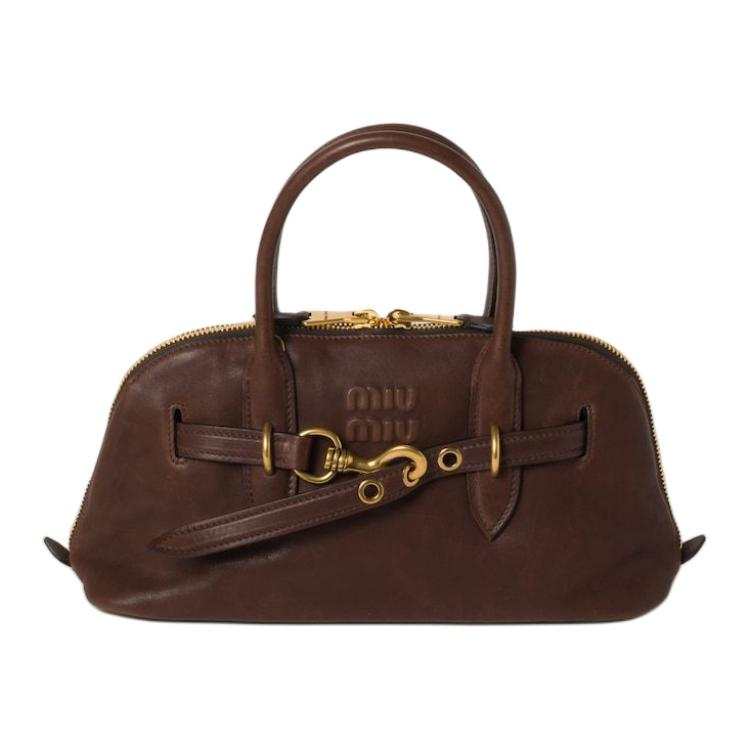 MIU MIU Nappa Leather Handbag Women's Briarwood