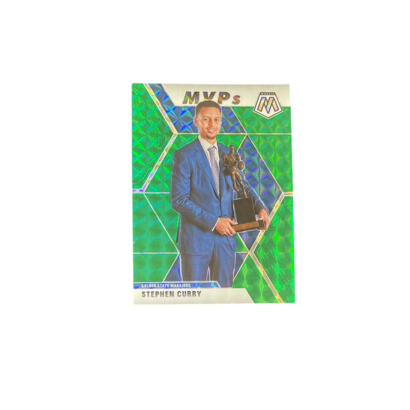 PANINI 2019 20 Mosaic Mosaics, Warriors, Stephen Curry MVP Trophy, Luka Doncic, Green, Big Scale Sports Cards 1 Pc