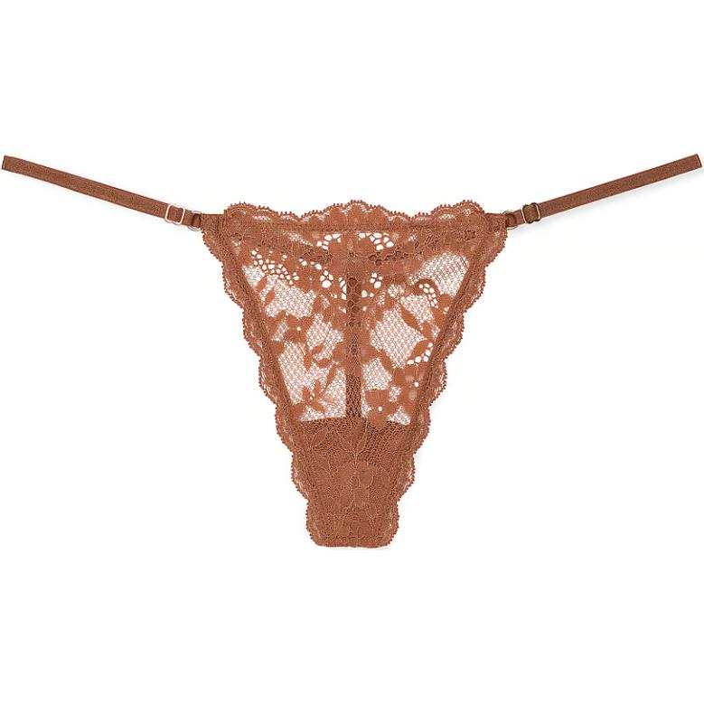 Victoria's Secret Fantasy Collection DREAM ANGELS Lace Adjustable V String Panty/Caramel Underpants Women's 1 Pack
