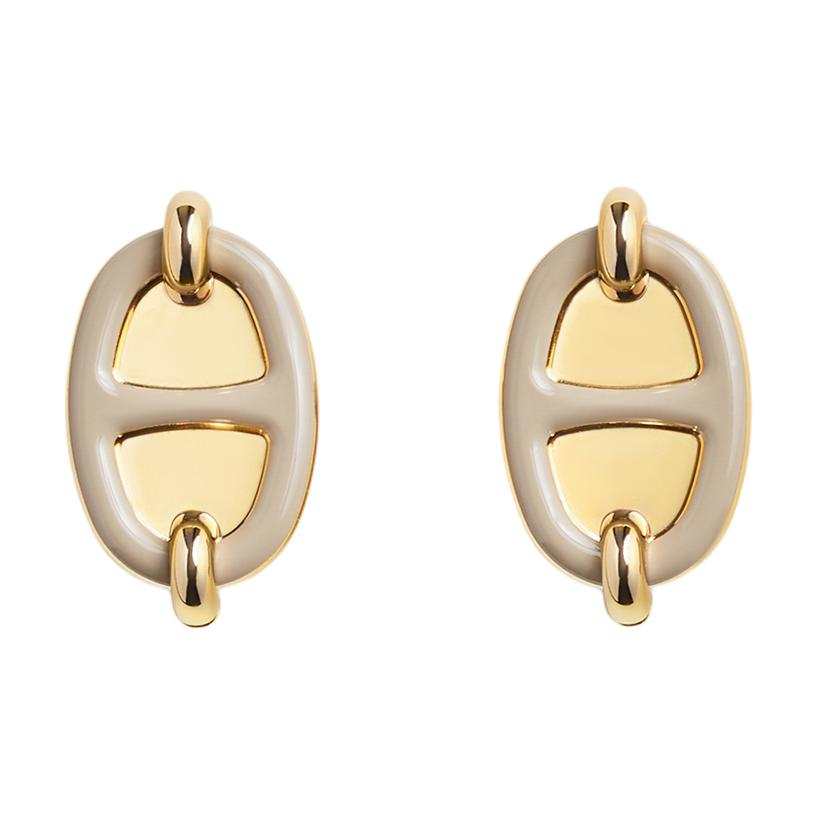 HERMES Metal Gold Plated Earrings Women's Gold