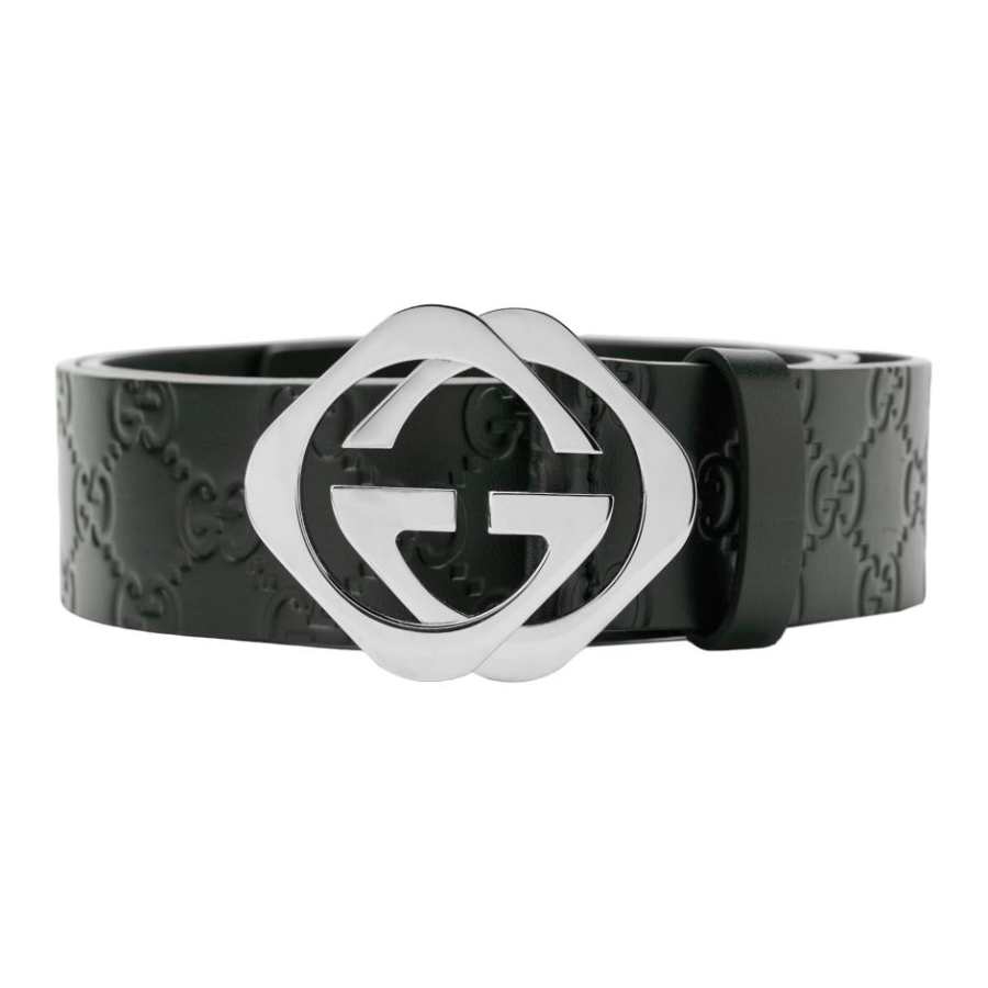 GUCCI Signature Cow Leather Belts Men's Width 4cm
