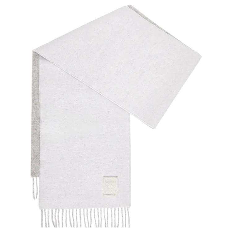 LOEWE Cashmere Knit Scarves Women's White/Light Gray