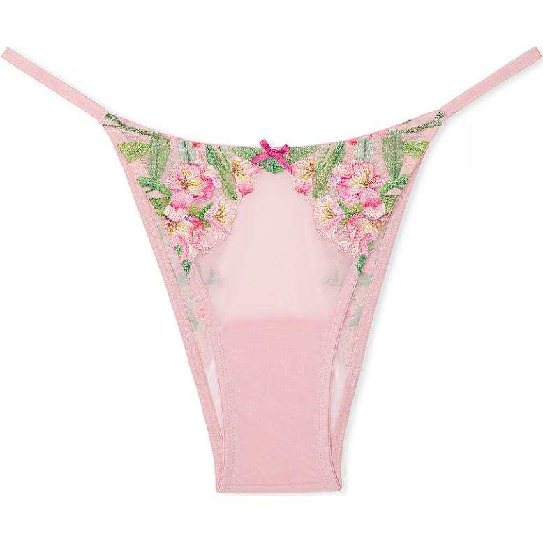 Victoria's Secret DREAM ANGELS Lily Embroidery Brazilian Panty/Beige Underpants Women's 1 Pack Pink