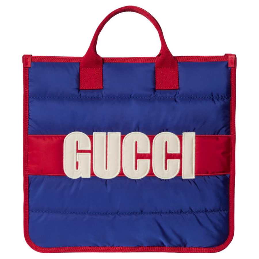 GUCCI Nylon Tote Bag, Shopping Bag, Handbag Kids' Blue & Red