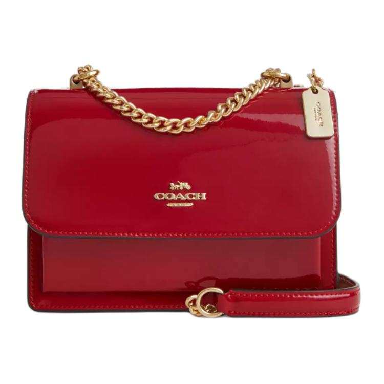 COACH Klare Patent Leather With Leather Crossbody Bag, Shoulder Bag Small Women's Gold & Red