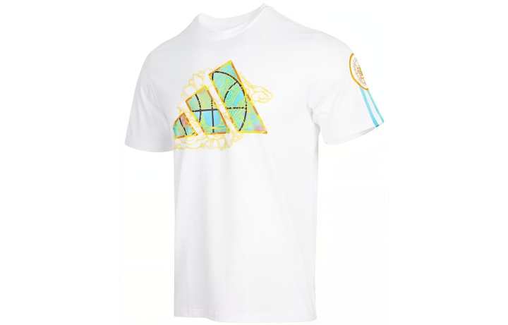 Adidas Adidas T Shirts Men's White Crew Neck Moderate Straight Fit