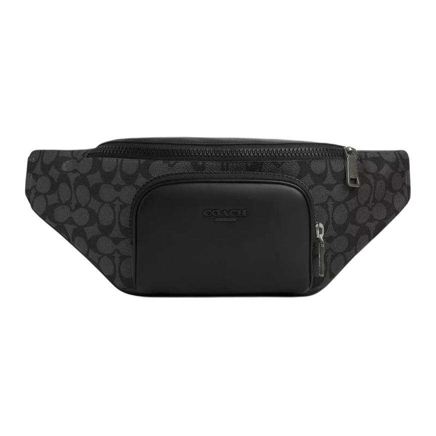 COACH RACER Smooth Calfskin With Coated Canvas Fanny Pack Large Men's Charcoal Gray