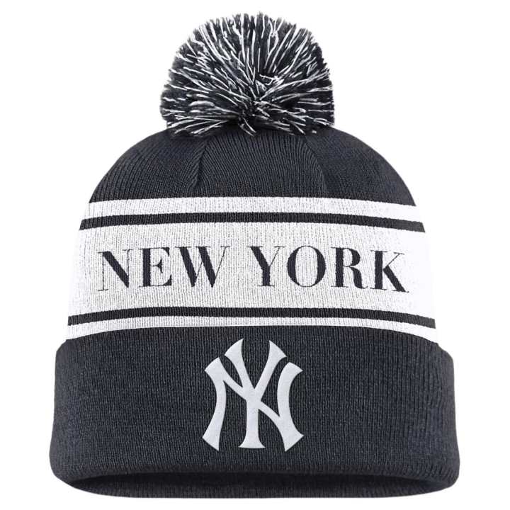 Nike Nike New York Yankees Team Stripe Peak Men's Nike Mlb Cuffed Pom Beanie