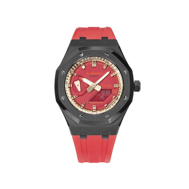 CASIO CASIO Unisex Liquid Crystal/Analog Dual Display Series 44.5mm Red Watch