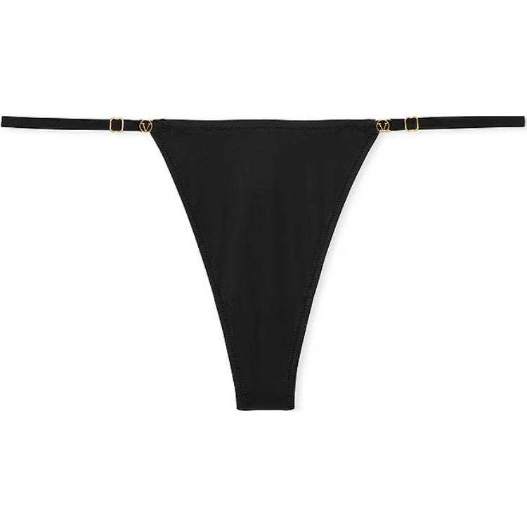 Victoria's Secret Dreamy Collection DREAM ANGELS Lace Trim Thong Panty/Black Thong Women's 1 Pack Black