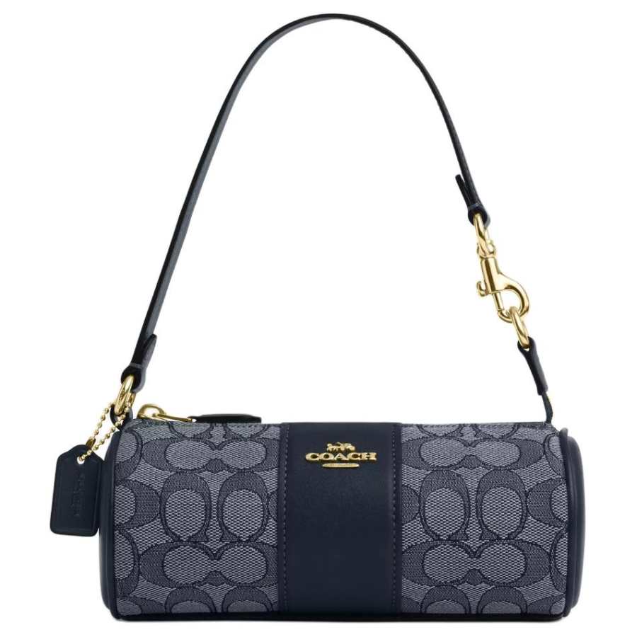 COACH Nolita Jacquard With Smooth Leather Handbag, Shoulder Bag Small Women's Midnight Marine Blue