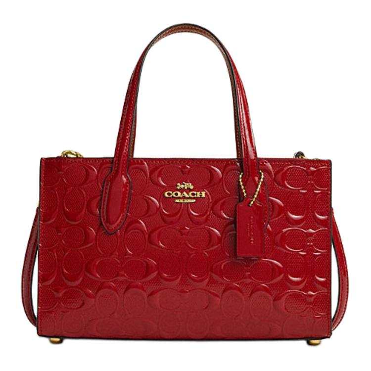 COACH Nina Leather Tote Bag, Shopping Bag, Handbag Medium Women's Red