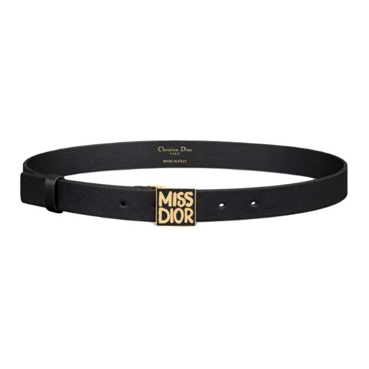 DIOR DIOR Cow Leather Belts Women's Black Width 2.5cm