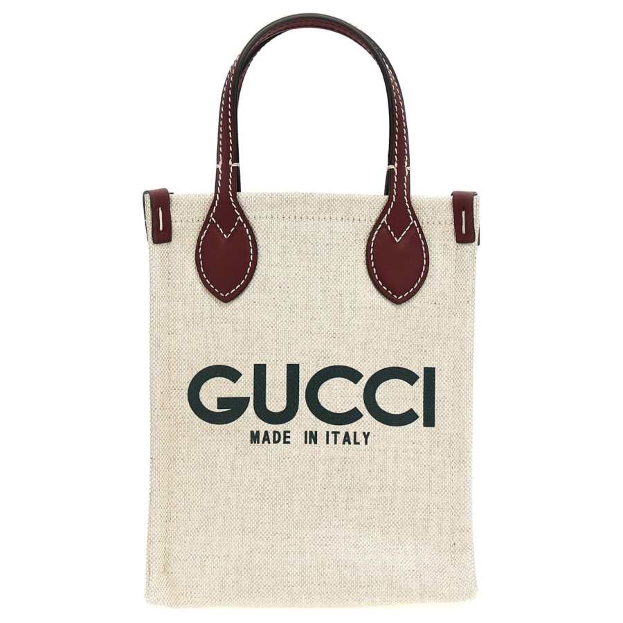 GUCCI Polyurethane With Cotton And Linen Blend Shoulder Bag, Crossbody Bag, Handbag Women's Beige